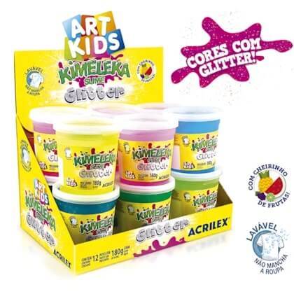 Masa Kimeleka Slime Glitter 180 Gr Caja X 12 Unid