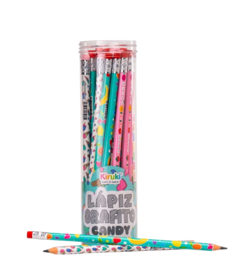Lapiz Grafito Kiruki Hb Candy C/Goma Tubo X 36 Unid