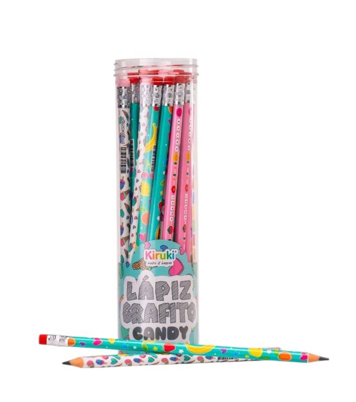 Lapiz Grafito Kiruki Hb Candy C/Goma Tubo X 36 Unid
