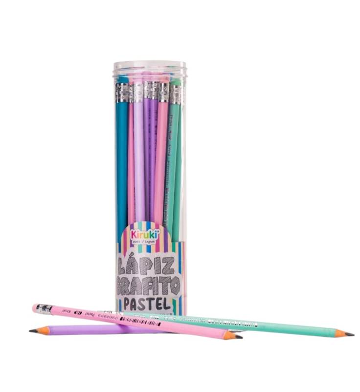 Lapiz Grafito Kiruki Hb Pastel C/Goma Tubo X 36 Unid