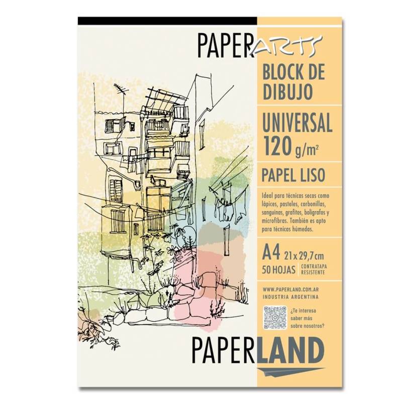 Block P/Dibujo Artistico Paperland Emblocado A4 Liso 120G X 50H