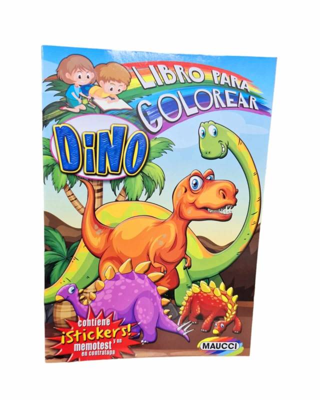 Libro Para Colorear Dinosaurios Con Stickers Y Memotest