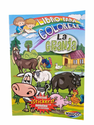 Libro Para Colorear La Granja Con Stickers Y Memotest