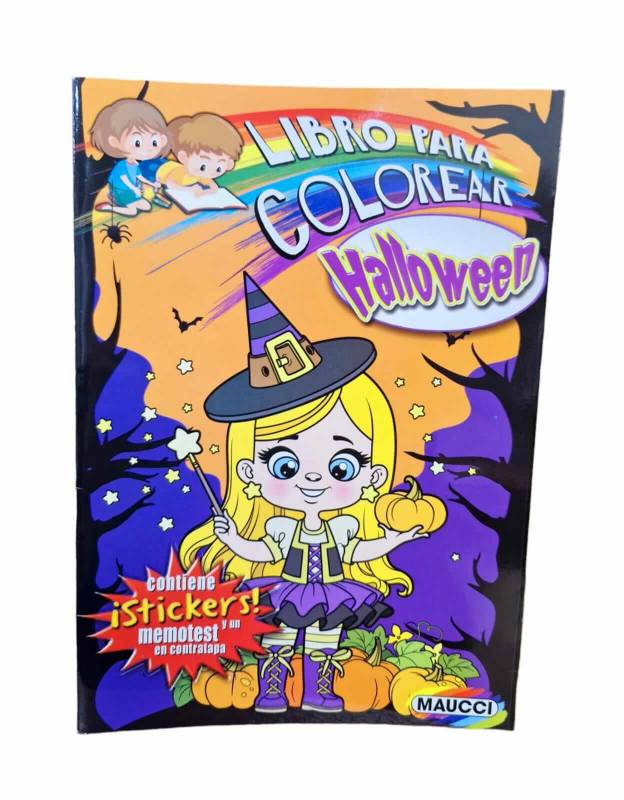 Libro Para Colorear Halloween Con Stickers Y Memotest