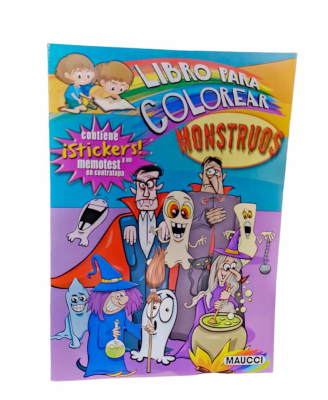 Libro Para Colorear Monstruos Con Stickers Y Memotest