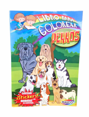 Libro Para Colorear Perros Con Stickers Y Memotest