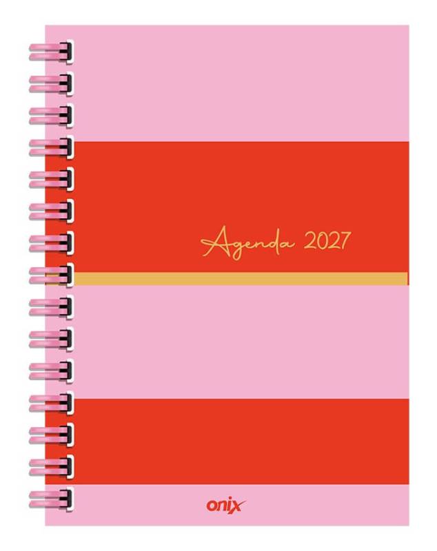 Agenda Onix 2027 C/Esp Lines Rosa/Rojo 16X22 Semanal Td 112 P Ag27B011