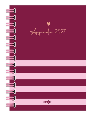 Agenda Onix 2027 C/Esp Lines Bordo/Rojo 16X22 Semanal Td 112 P Ag27B011  
