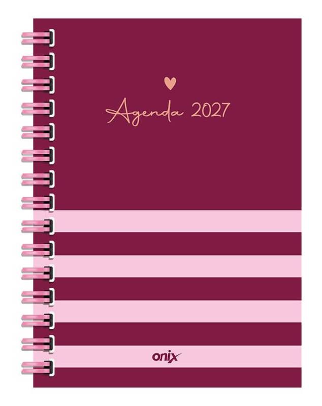 Agenda Onix 2027 C/Esp Lines Bordo/Rojo 16X22 Semanal Td 112 P Ag27B011