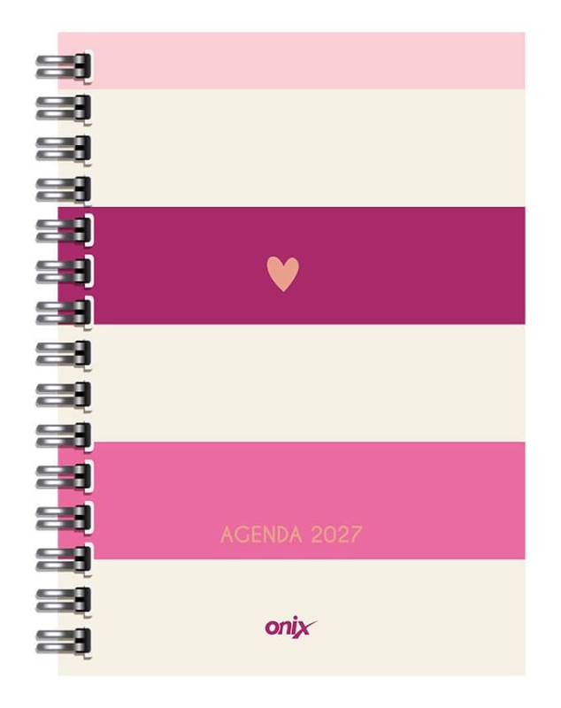Agenda Onix 2027 C/Esp Lines Blanco/Rosa 16X22 Semanal Td 112 P Ag27B011