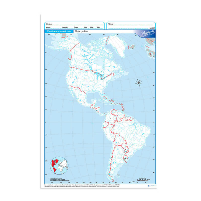 Mapa Rivadavia N°3 Político Continente Americano 40 Hjs