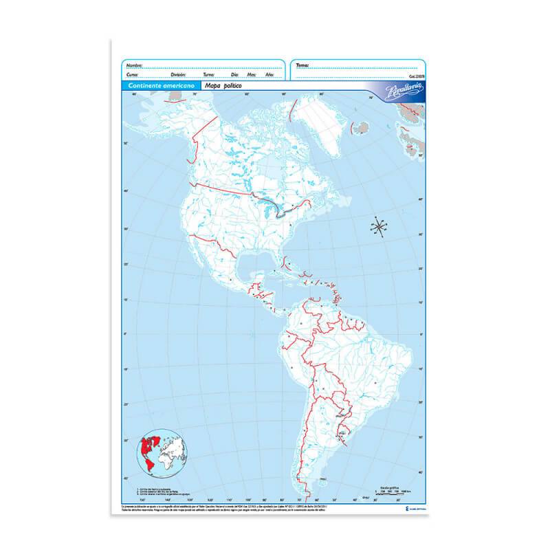 Mapa Rivadavia N°3 Político Continente Americano 40 Hjs