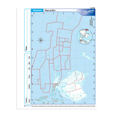 Mapa Rivadavia N°3 Político Oceanía 40 Hjs