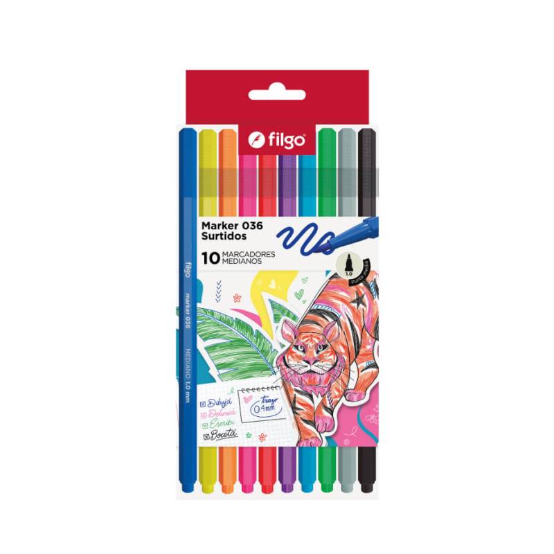 Marcadores Filgo 036 1Mm Estuche X 10 Colores