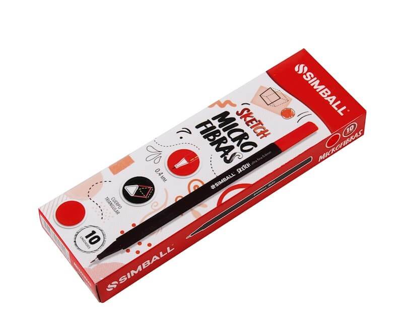 Microfibra Simball Sketch 0.4Mm Rojo Caja X 10 Unid