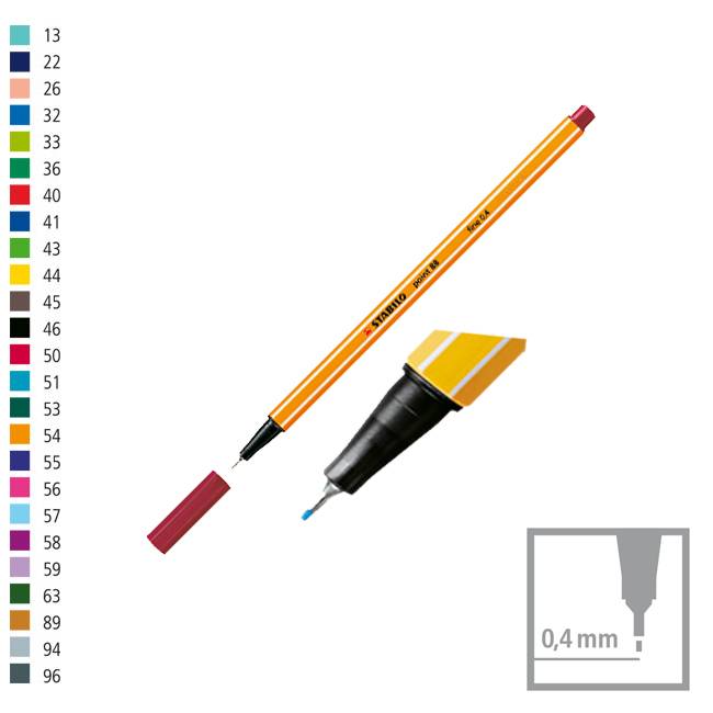 Microfibra Stabilo Point 88/50 Pta Metal 0,4Mm Carmin