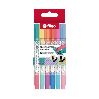 Resaltador Filgo Creativo Multilayer Doble Punta Estuche X 6 Un   