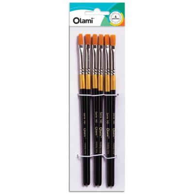 Pincel Olami Pelo Sintetico Chato Nº 1 Paq X 6 Unid  Pi140-1