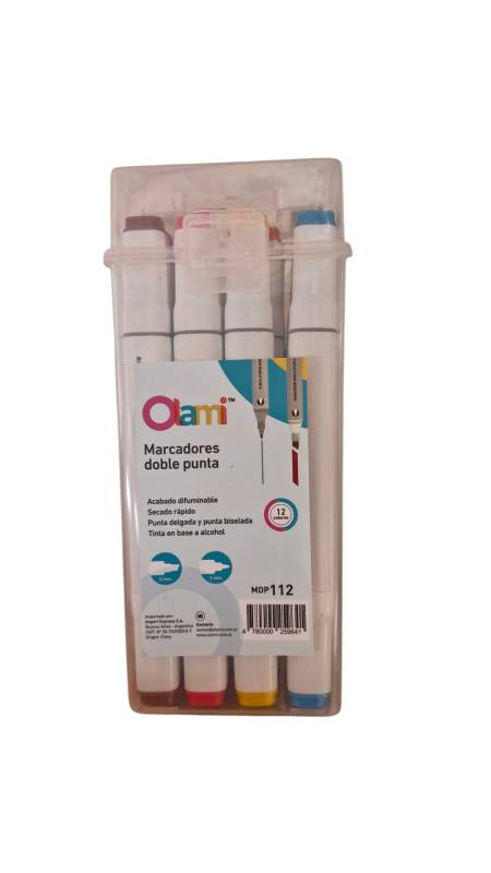 Marcadores Olami Doble Punta Estuche X 12 Colores