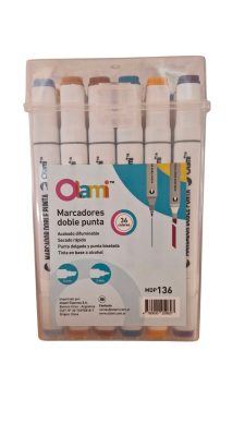 Marcadores Olami Doble Punta Estuche X 36 Colores