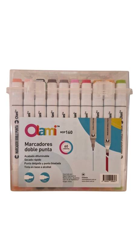 Marcadores Olami Doble Punta Estuche X 60 Colores