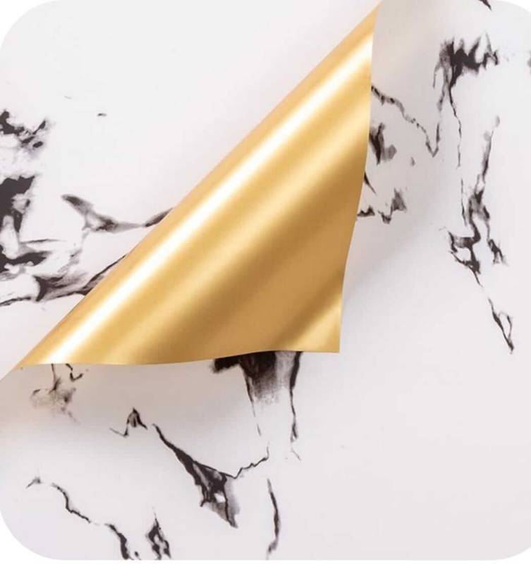 Papel Coreano Rexon 57X57Cm Marmolado Dorado 101 Blanco 01 Paq X 10