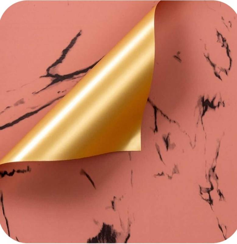 Papel Coreano Rexon 57X57Cm Marmolado Dorado 101 Naranja 07 Paq X 10