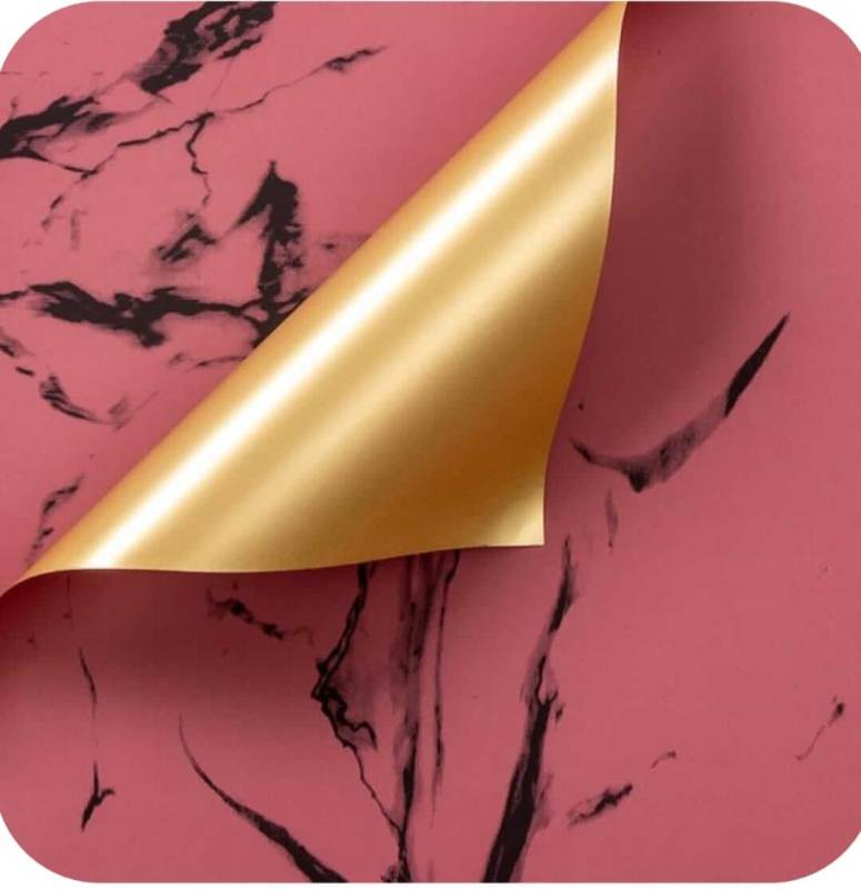 Papel Coreano Rexon 57X57Cm Marmolado Dorado 101 Rojo 08 Paq X 10