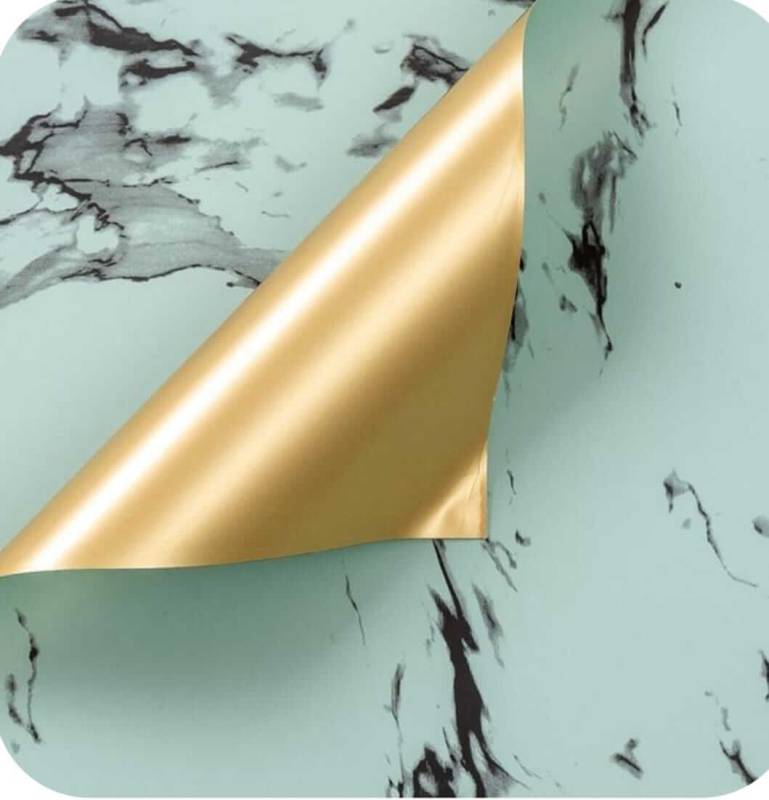 Papel Coreano Rexon 57X57Cm Marmolado Dorado 101 Verde 05 Paq X 10