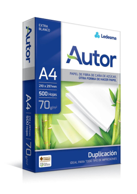 Papel Ledesma Autor 70 Gr A4 210X297 Duplicación