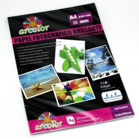 Papel Fotografico A4 X 20 Unid Arcolor 200 Grs