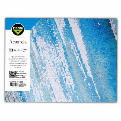 Block P/Dibujo Pizzini Emblocado Acuarela 24X32Cm 300G X 12H