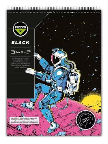 Block P/Dibujo Pizzini C/Esp Black 24X32Cm 250Gr X 20Hj
