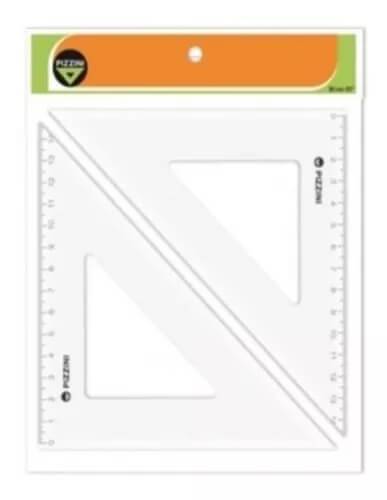 Escuadra Escolar Pizzini 30 Cm X 45º Paq X 10 Unid