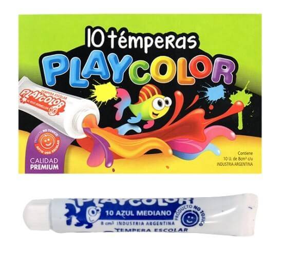Témpera Escolar Playcolor Caja 8 Ml X 10 Unid Azul Ultramar