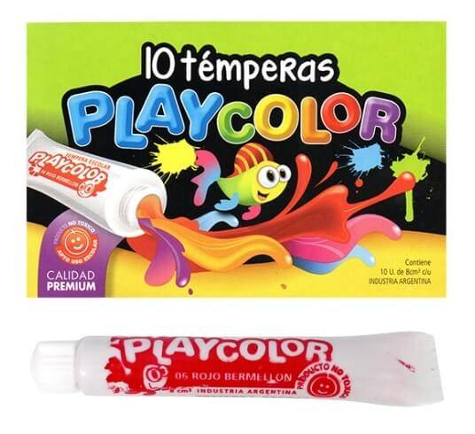 Témpera Escolar Playcolor Caja 8 Ml X 10 Unid Rojo