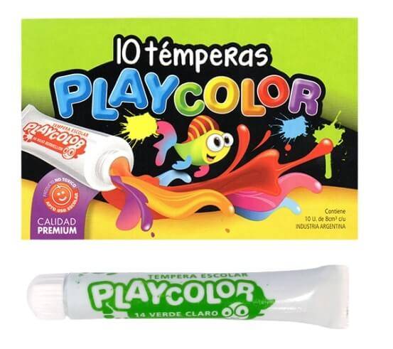 Témpera Escolar Playcolor Caja 8 Ml X 10 Unid Verde Oscuro