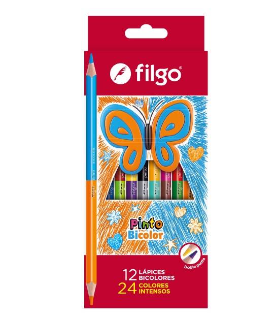 Lapices De Colores Filgo Madera X 12 Bicolor