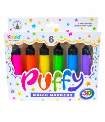 Marcadores Kiruki Puffy 3D X 6 Colores 