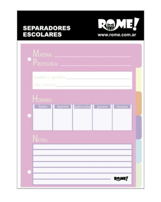 Separador De Materias Rome Escolar Rainbow 6H 75001/5