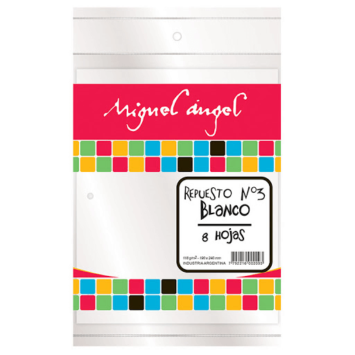 Repuesto P/Dibujo N° 3 Blanco Miguel Angel 8 Hjs