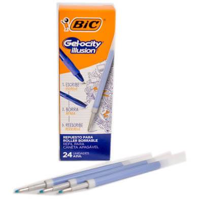 Repuesto Roller Bic Gelocity Borrable Azul Caja X 24 Unid