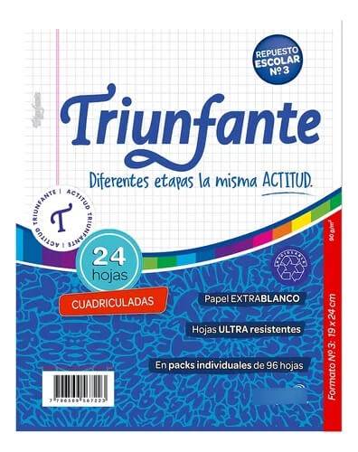 Repuesto Triunfante N°3 X 24 Hjs Cuadriculado