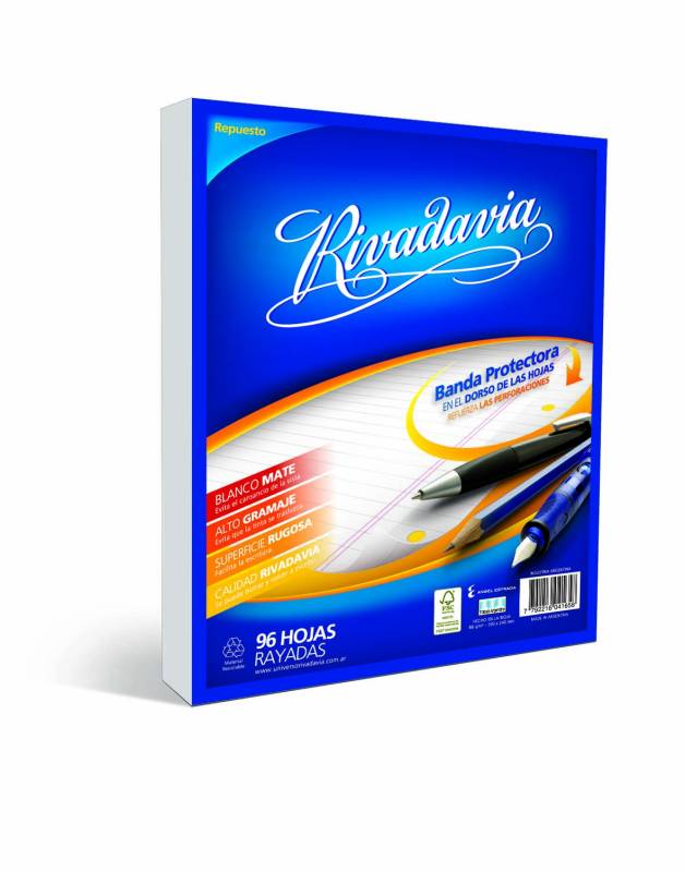 Repuesto Rivadavia Nº3 X 96H Cuad Blanco Mate