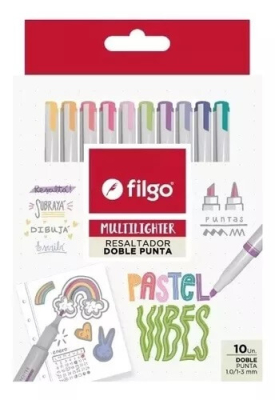 Resaltador Filgo Multilighter Doble Punta Fit Pastel Vibes Estuche X 10