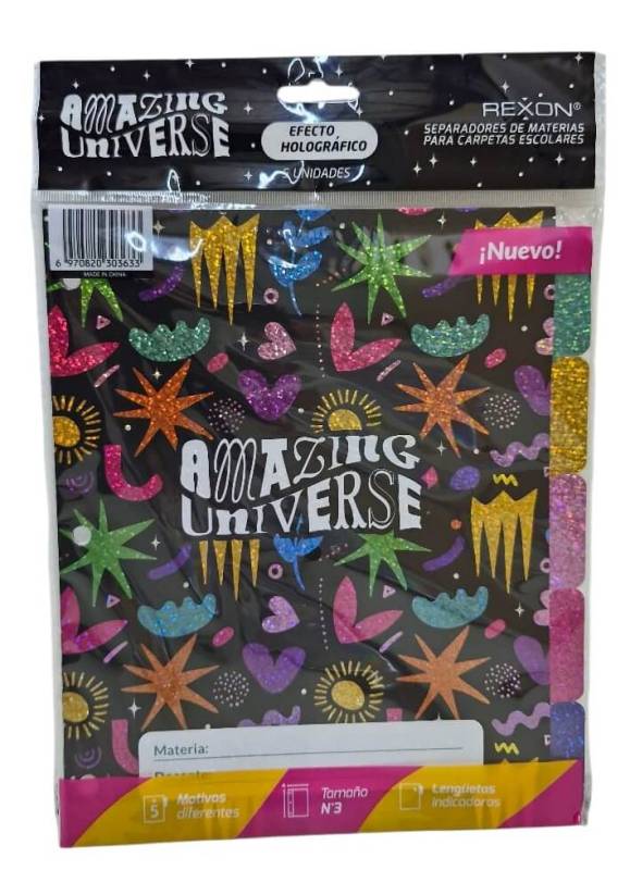 Separador De Materias Rexon C/Solapa Amazing Universe 6 Hjs