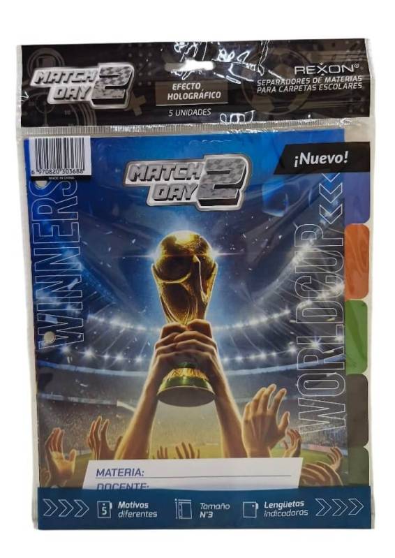 Separador De Materias Rexon C/Solapa Match Day 6 Hjs