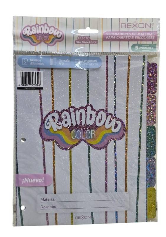 Separador De Materias Rexon C/Solapa Rainbow Color 6 Hjs