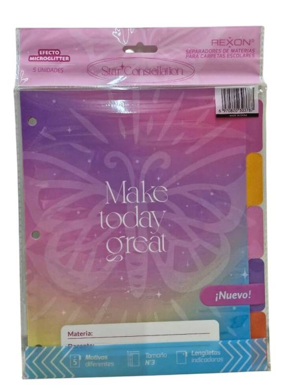 Separador De Materias Rexon C/Solapa Star Constellation  6 Hjs
