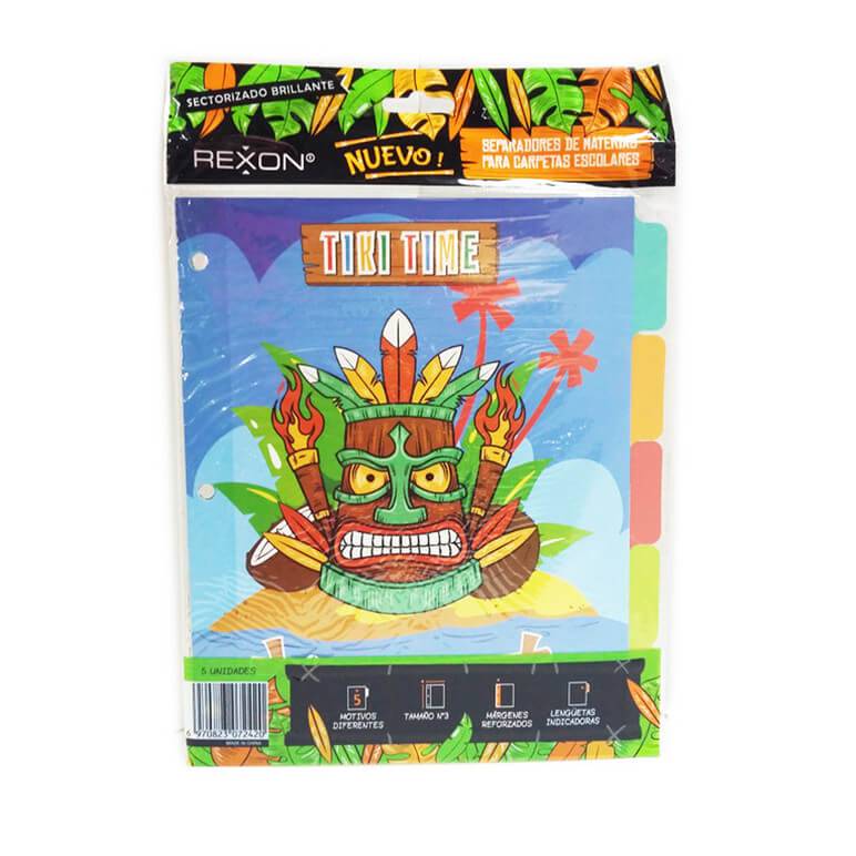 Separador De Materias Rexon C/Solapa Tiki Time 6 Hjs